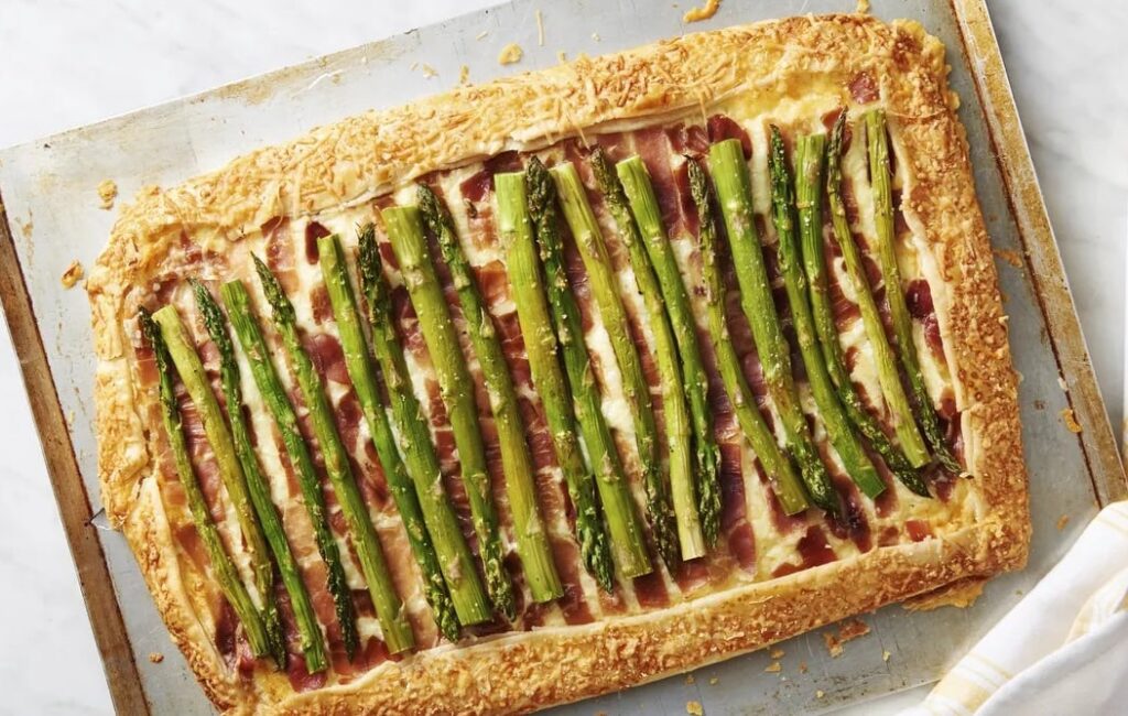 Asparagus Puff Pastry Tart with Prosciutto