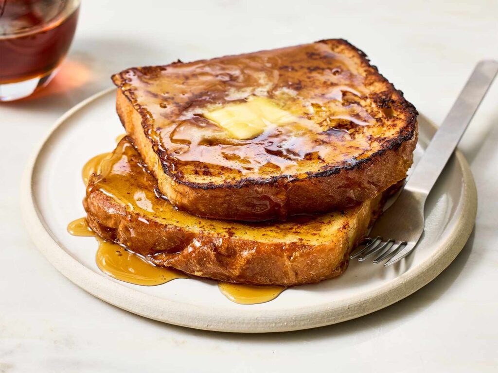 French Toast in Coconut with Pineapple Syrup